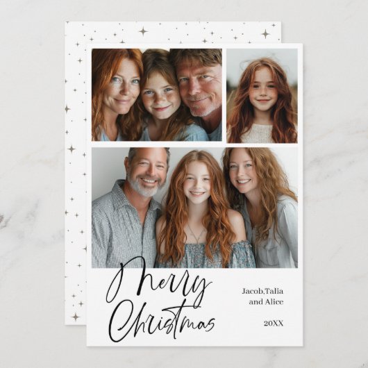 Cartes Pour Fêtes Annuelles Joyeux Noël Multi trois photos Design (Devant / Derrière)