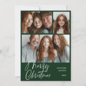Cartes Pour Fêtes Annuelles Joyeux Noël Multi trois photos Design Vert (Devant)
