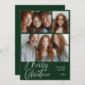 Cartes Pour Fêtes Annuelles Joyeux Noël Multi trois photos Design Vert (Devant / Derrière)