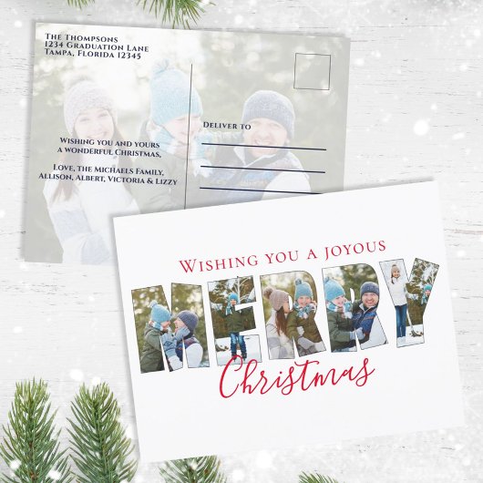 Cartes Pour Fêtes Annuelles Joyeux Noël Multiphoto Collage Typographie