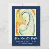 Cartes Pour Fêtes Annuelles Joyeux Noël Nativité Minuit Bleu (Devant)