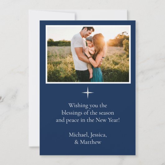 Cartes Pour Fêtes Annuelles Joyeux Noël Nativité Minuit Bleu (Dos)