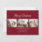 Cartes Pour Fêtes Annuelles Joyeux Noël neige - Photo rouge (Devant)