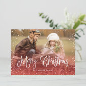 Cartes Pour Fêtes Annuelles Joyeux Noël Neige Rouge (Debout devant)