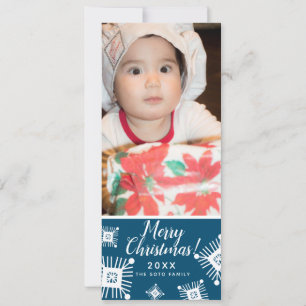 Cartes Pour Fêtes Annuelles Joyeux Noël NeigeFlakes Bébé Photo Bleu