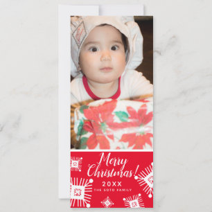 Cartes Pour Fêtes Annuelles Joyeux Noël NeigeFlakes Bébé Photo Rouge