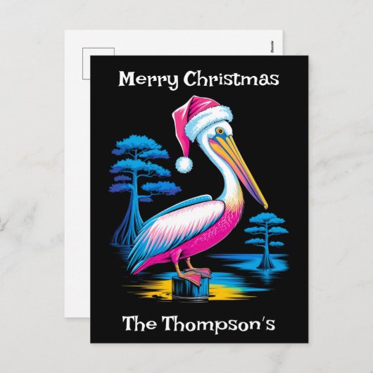 Cartes Pour Fêtes Annuelles Joyeux Noël Neon Pelican (Devant / Derrière)