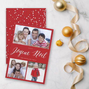 Cartes Pour Fêtes Annuelles Joyeux Noel Noël Blanc Script 3 Photo Collage