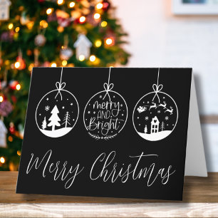 Cartes Pour Fêtes Annuelles Joyeux Noël noir blanc moderne