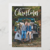 Cartes Pour Fêtes Annuelles Joyeux Noël noir Buffle Plaid Photo (Devant)