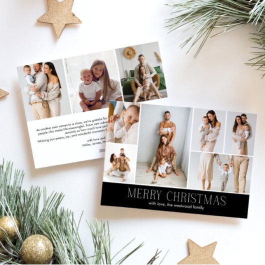 Cartes Pour Fêtes Annuelles Joyeux Noël NOIR CHIC 9 Collage Multi Photo