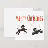 Cartes Pour Fêtes Annuelles Joyeux Noël Noir & Chocolat Poodé (Devant / Derrière)