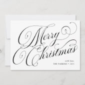 Cartes Pour Fêtes Annuelles Joyeux Noël noir et blanc Calligraphie (Devant)