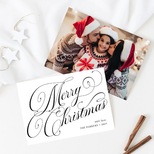 Cartes Pour Fêtes Annuelles Joyeux Noël noir et blanc Calligraphie
