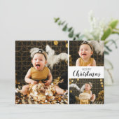 Cartes Pour Fêtes Annuelles Joyeux Noël noir et blanc photo multiple (Debout devant)