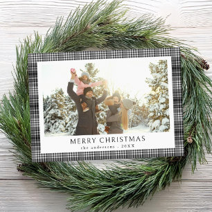 Cartes Pour Fêtes Annuelles Joyeux Noël noir et blanc photo plaid
