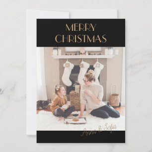 Cartes Pour Fêtes Annuelles Joyeux Noël Noir et Or