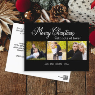 Cartes Pour Fêtes Annuelles Joyeux Noël Noir moderne Amour Année 3 Photo