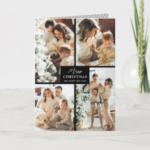 Cartes Pour Fêtes Annuelles Joyeux Noël noir plié avec plusieurs photos