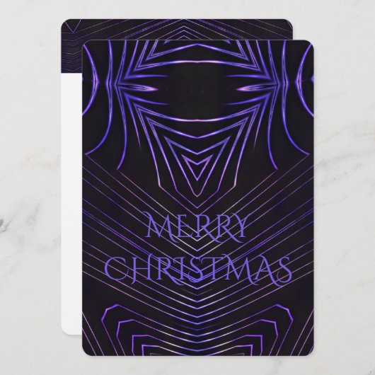 Cartes Pour Fêtes Annuelles Joyeux Noël noir pourpre Kaleidoscope design (Devant / Derrière)