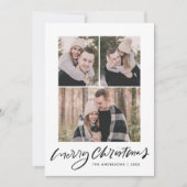 Cartes Pour Fêtes Annuelles Joyeux Noël noir Script 3 Photo Collage (Devant)