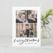 Cartes Pour Fêtes Annuelles Joyeux Noël noir Script 3 Photo Collage (Debout devant)