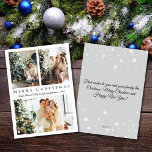 Cartes Pour Fêtes Annuelles joyeux Noël noir script 3 photos collage<br><div class="desc">arrière - plan déco par freepik.com élégant joyeux Noël noir script trois photos collage vacances Note Carte à deux côtés,  sur le dos côté message de vacances,  personnalisé.</div>