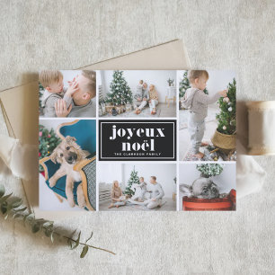Cartes Pour Fêtes Annuelles Joyeux Noël Noir Typographie Rétro Photo Montage