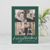 Cartes Pour Fêtes Annuelles Joyeux Noël noir vert Script 3 Photo Collage (Debout devant)