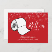 Cartes Pour Fêtes Annuelles Joyeux Noël Nom de famille Roll On 2022 Nouvel An (Devant / Derrière)