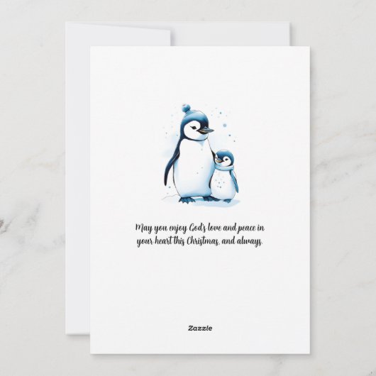Cartes Pour Fêtes Annuelles Joyeux Noël Nouvel An Cute Aquarelle Pingouins (Dos)