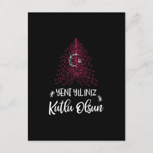 Cartes Pour Fêtes Annuelles Joyeux Noël Nouvel An sapin avec drapeau turc
