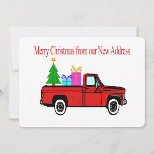 Cartes Pour Fêtes Annuelles Joyeux Noël Nouvelle adresse Voiture et arbre