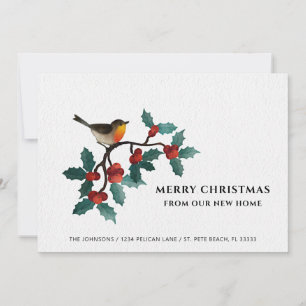 Cartes Pour Fêtes Annuelles Joyeux Noël Nouvelle Maison Joli Oiseau Baies de H