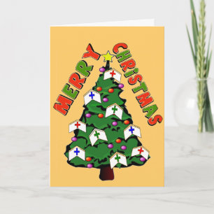 Cartes Pour Fêtes Annuelles Joyeux Noël Nurse Casquette Arbre