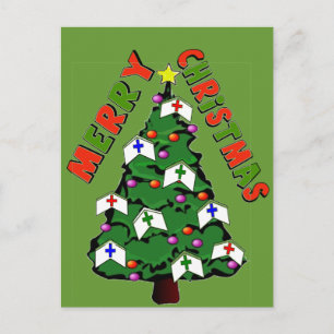 Cartes Pour Fêtes Annuelles Joyeux Noël Nurse Casquette Arbre