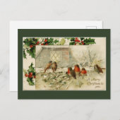 Cartes Pour Fêtes Annuelles Joyeux Noël Oiseaux (Devant / Derrière)