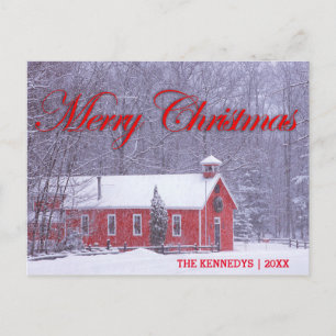 Cartes Pour Fêtes Annuelles Joyeux Noël - Old Red Schohouse à Snowfall
