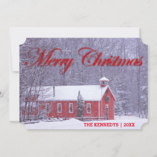 Cartes Pour Fêtes Annuelles Joyeux Noël - Old Red Schohouse à Snowfall