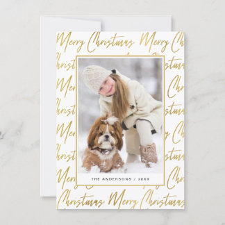 Cartes Pour Fêtes Annuelles Joyeux Noël Or Élégant Texte de script de photo