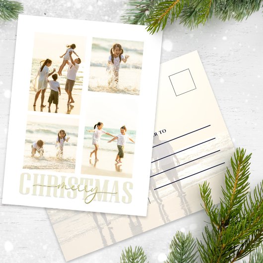 Cartes Pour Fêtes Annuelles Joyeux Noël Or élégante Calligraphie 5 Photo