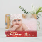 Cartes Pour Fêtes Annuelles Joyeux Noël, or et lumière blanche sur rouge (Debout devant)