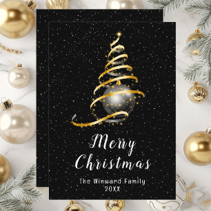 Cartes Pour Fêtes Annuelles Joyeux Noël or et ornement noir