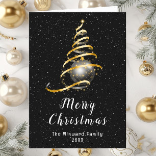 Cartes Pour Fêtes Annuelles Joyeux Noël or et ornement noir