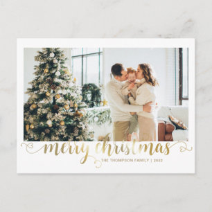 Cartes Pour Fêtes Annuelles Joyeux Noël Or moderne Coeur Script Photo