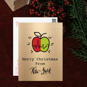 Cartes Pour Fêtes Annuelles Joyeux Noël Or Moderne De New York