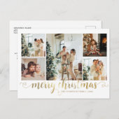 Cartes Pour Fêtes Annuelles Joyeux Noël Or moderne Script 5 Photo (Devant / Derrière)