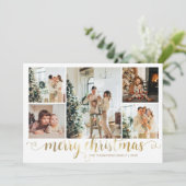 Cartes Pour Fêtes Annuelles Joyeux Noël Or moderne Script 5 Photo (Debout devant)