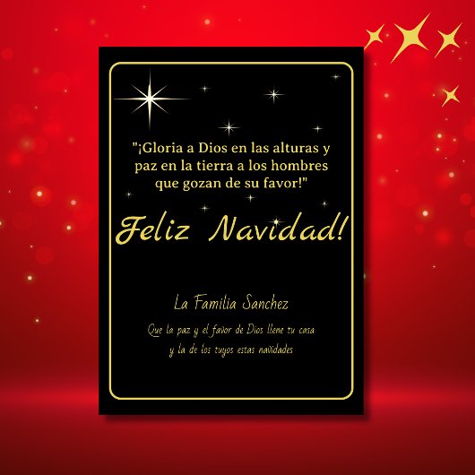 Cartes Pour Fêtes Annuelles Joyeux Noël Or & Noir Luc 2:14 Verset