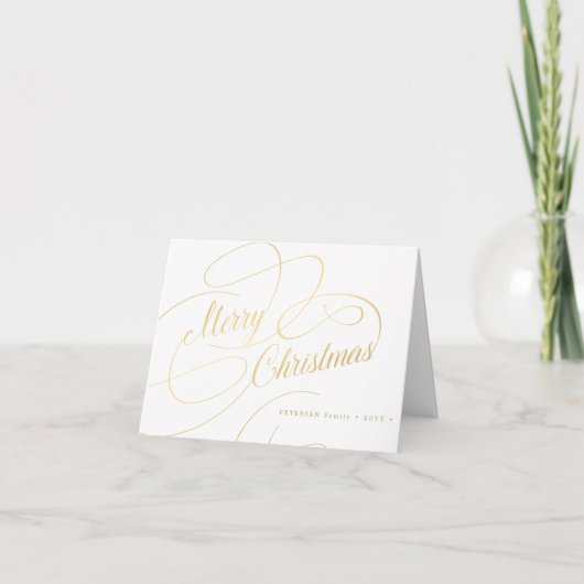 Cartes Pour Fêtes Annuelles Joyeux Noël or script simple élégant (Devant)